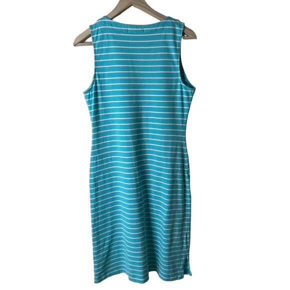 Lauren Ralph Lauren Nautical Striped Lace Up Dress Sz S Blue Beach Cover Up - Picture 2 of 9